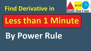 Quick and Easy Derivative Shortcut: Power Rule for Exponents in 1 Minute| Differentiation