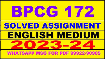 bpcg 172 solved assignment 2023-24 | bpcg 172 solved assignment in english 2023-2024 | bpcg 172 2024
