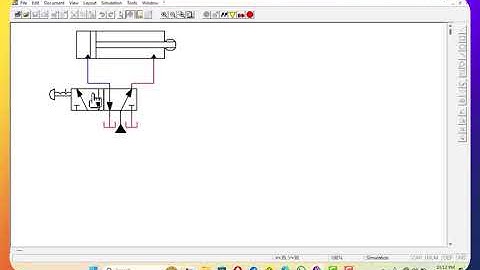 Hydraulic Circuit with Double Acting Cylinder and 5/2 valve simulation using Automation Studio 3.0.5
