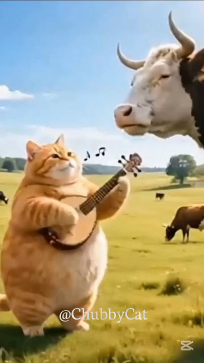 The cow doesn't understand my music #catstory #aicat #cuteanimal