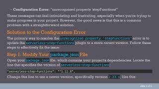 Resolving the Configuration Error in Serverless: Unrecognized Property 'stepFunctions'