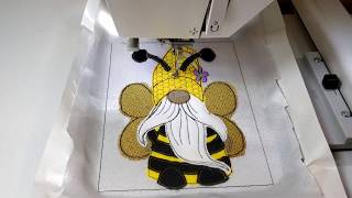 Bee Gnome Applique Embroidery Design Patch Iron-On Bee Kind