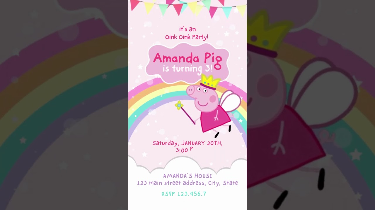 Animated Peppa Pig Birthday Invitation, Peppa Pig Birthday Party Theme, Order at lacansa.com