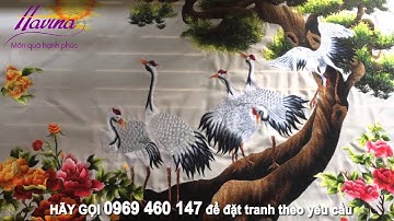 Tranh Thêu Tùng Hạc Diên Niên - Tranh Thêu Tùng Hạc Hoa Mẫu Đơn Ms 551