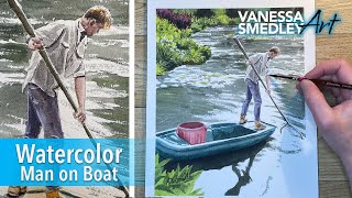 How to paint Monet’s boatman - #painting #watercolor #figurepainting