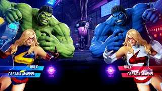 Hulk & Captain Marvel vs Blue Hulk & Captain Marvel (Very Hard) Marvel vs Capcom | 4K UHD Gameplay