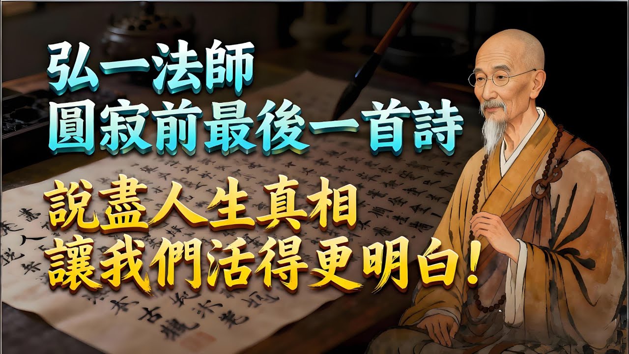 弘一法師圓寂前最後一首詩，說盡人生真相，讓我們活得更明白！