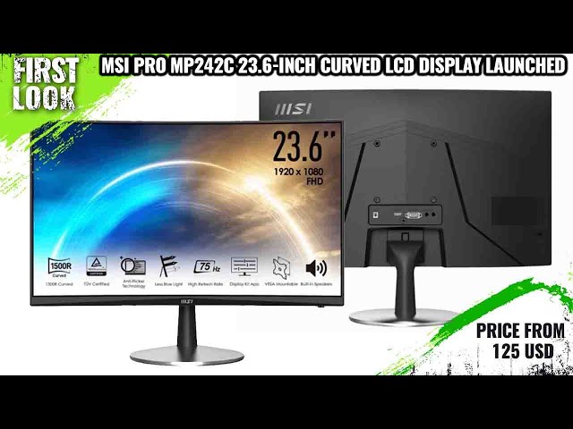 Ecran MSI Pro 23.6 IPS Full HD MP242C incurvée / 75 Hz