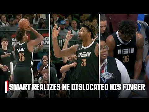 Marcus smart drills the trey, exits game with a dislocated finger | nba on espn