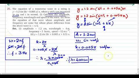 Q.21 Chapter 25 : Waves  | Solution to numerical problem from Nootan ISC Physics - Class 11
