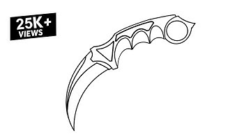 How To Draw Karambit From Counter Strike Step By Step | Karambit Drawing | karambit knife drawing