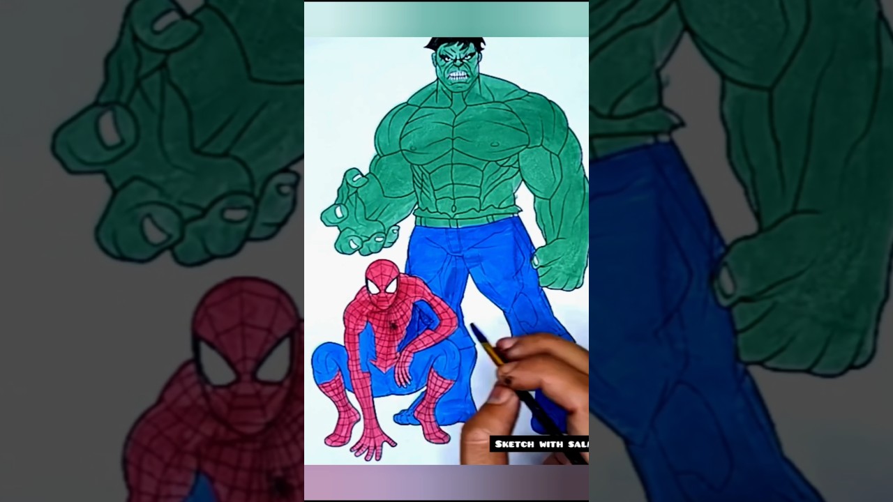 Easy Spiderman and Hulk Drawing 