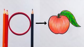 চর দয আপল আকর সহজ নযম How To Draw Apple Step By Step Apple Sobi Aka