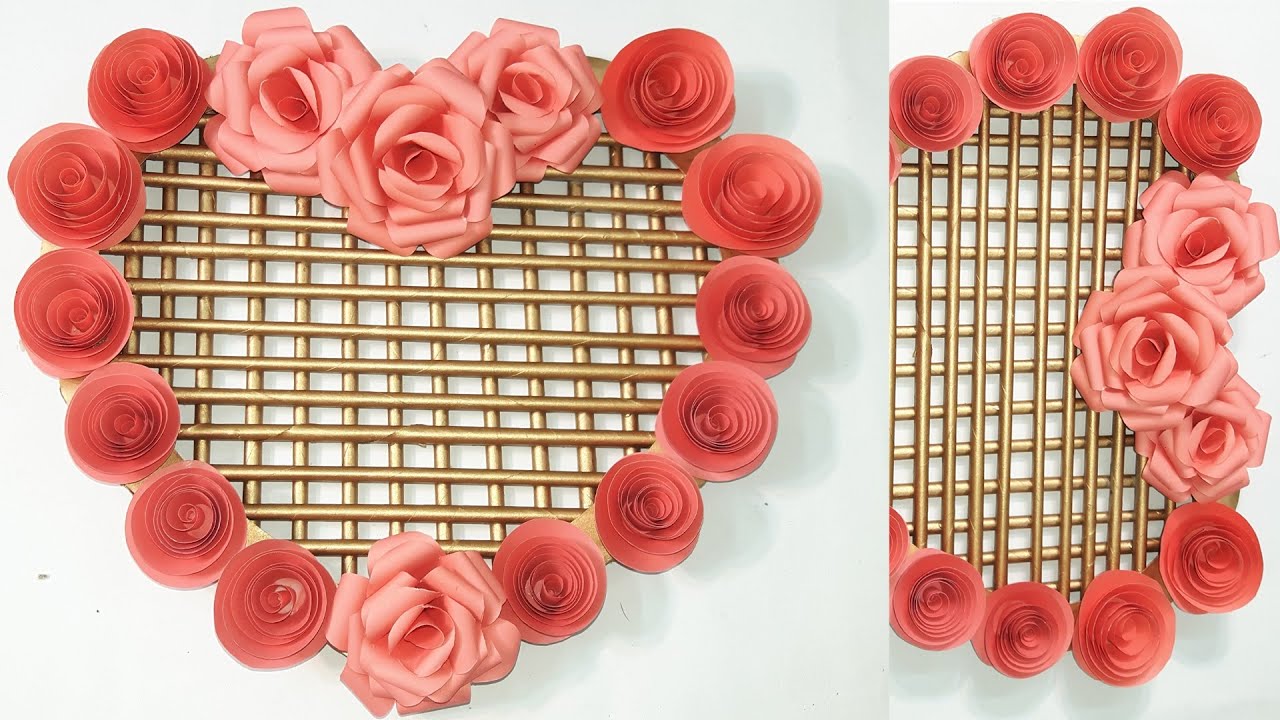 Easy Paper Rose Wall Hanging DIY Paper Rose Wall Craft Paper Flower