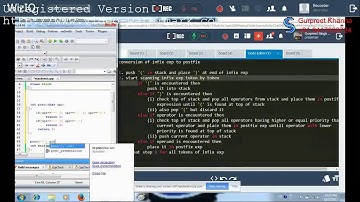 CPP infix to postfix conversion Part-4,Lecture by Gurpreet Khanna