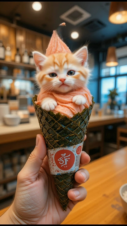 Cupcake Cone Ice Cream Kitty #shorts #singingcat #funnycat #sukhafun