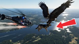 A hero with courage rescued a loyal dog, escaping the sudden and ferocious attack of a giant eagle.