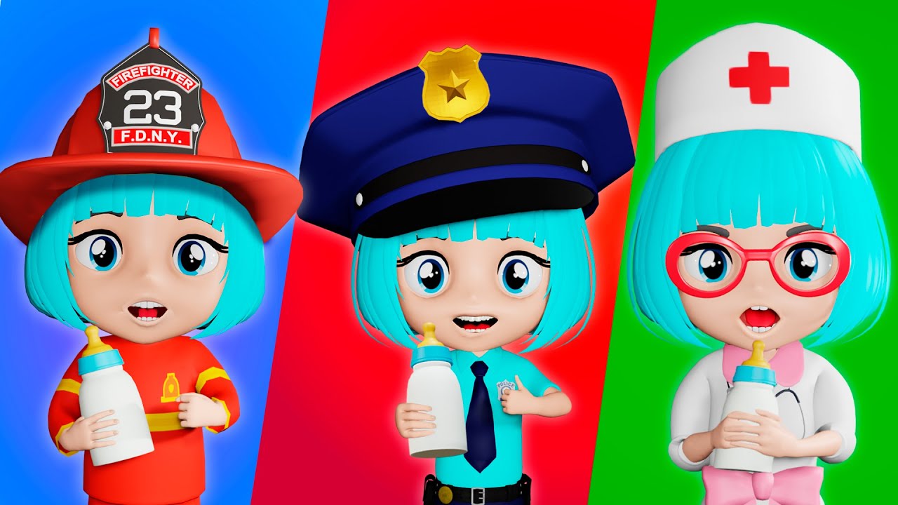⁣Baby PoliceGirl Song 👮‍♂️ 🚓 🚨 | Kids Songs and Nursery Rhymes | Lights Kids 3D