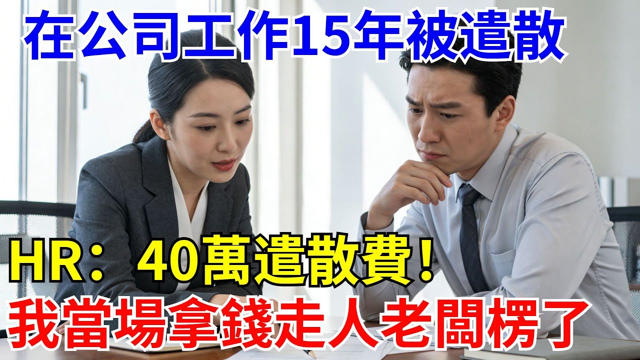在公司工作15年成公司骨幹，竟突然被遣散，HR：40萬遣散費，多了沒有！我當場拿錢走人，果斷刪除同事微信，老闆第二天上班楞了！#現代故事#小説#奇聞