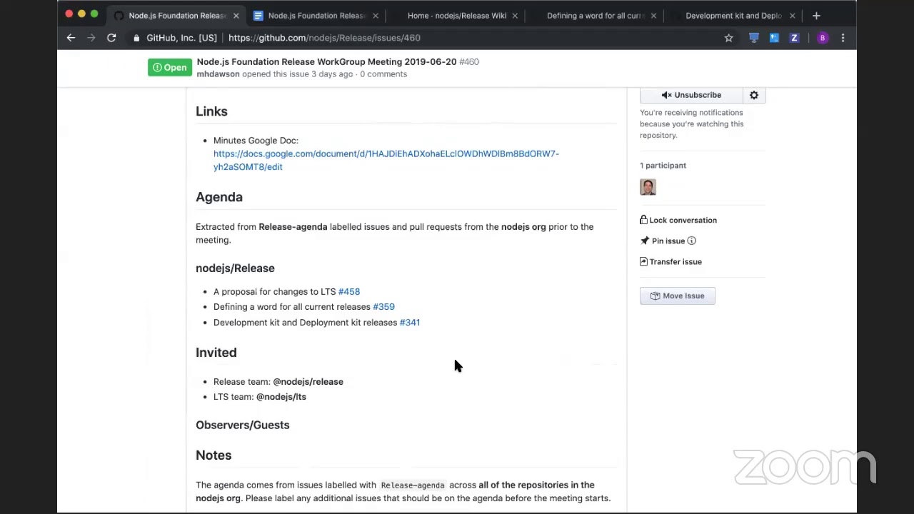Node.js Release Working Group Meeting 2019-06-20 - YouTube