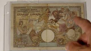 Novčanica od deset dinara Kraljevine SHS (Srba, Hrvata i Slovenaca), i 1000 din N.B.K.j