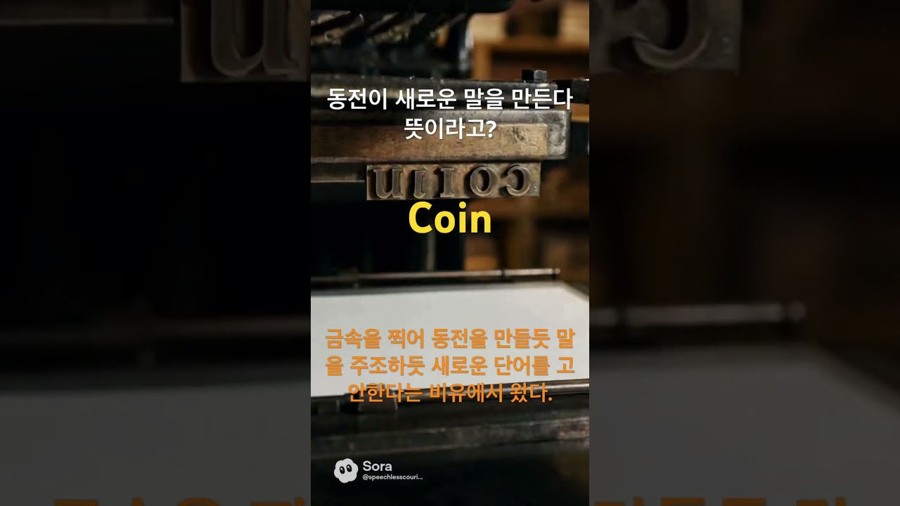 Coin은 명사로 동전·가상화폐를, 동사로는 금속을 주조하듯 새로운 단어나 표현을 만들어낸다는 뜻을 지닌다. - YouTube