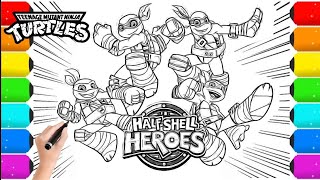 Drawing and coloring TMNT ninja turtles Mike Leo Raph Don | super heroes coloring pages series 13