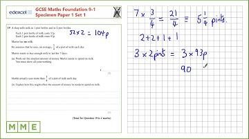 GCSE Maths EDEXCEL Specimen Set 1 Foundation     Paper 1   Q19 Multiplying fractions