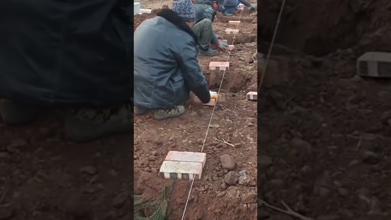 The process of installing a building material in the construction area of the workers