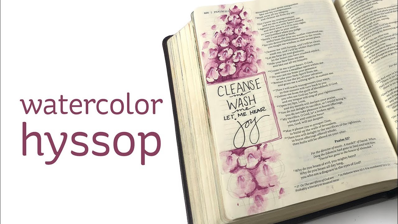 Bible Journaling Psalm 51: Watercolor Hyssop Flowers - YouTube