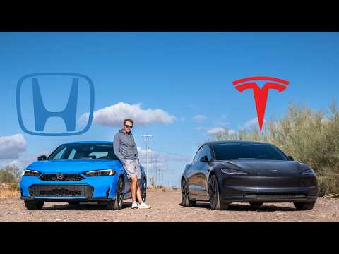 Honda Civic Hybrid vs Tesla Model 3 - Compact Battle!
