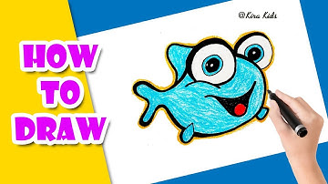 Vẽ và tô màu con cá   How to draw a fish