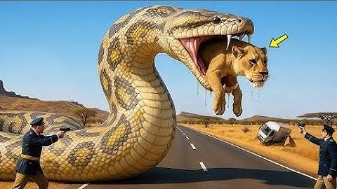 Brave Heroes Save Careless Mother Lion from Giant Python Attack After a Traffic Accident 