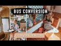 BUS / VAN conversion on a budget | DIY Living Room, Work Space &amp; Wine Rack