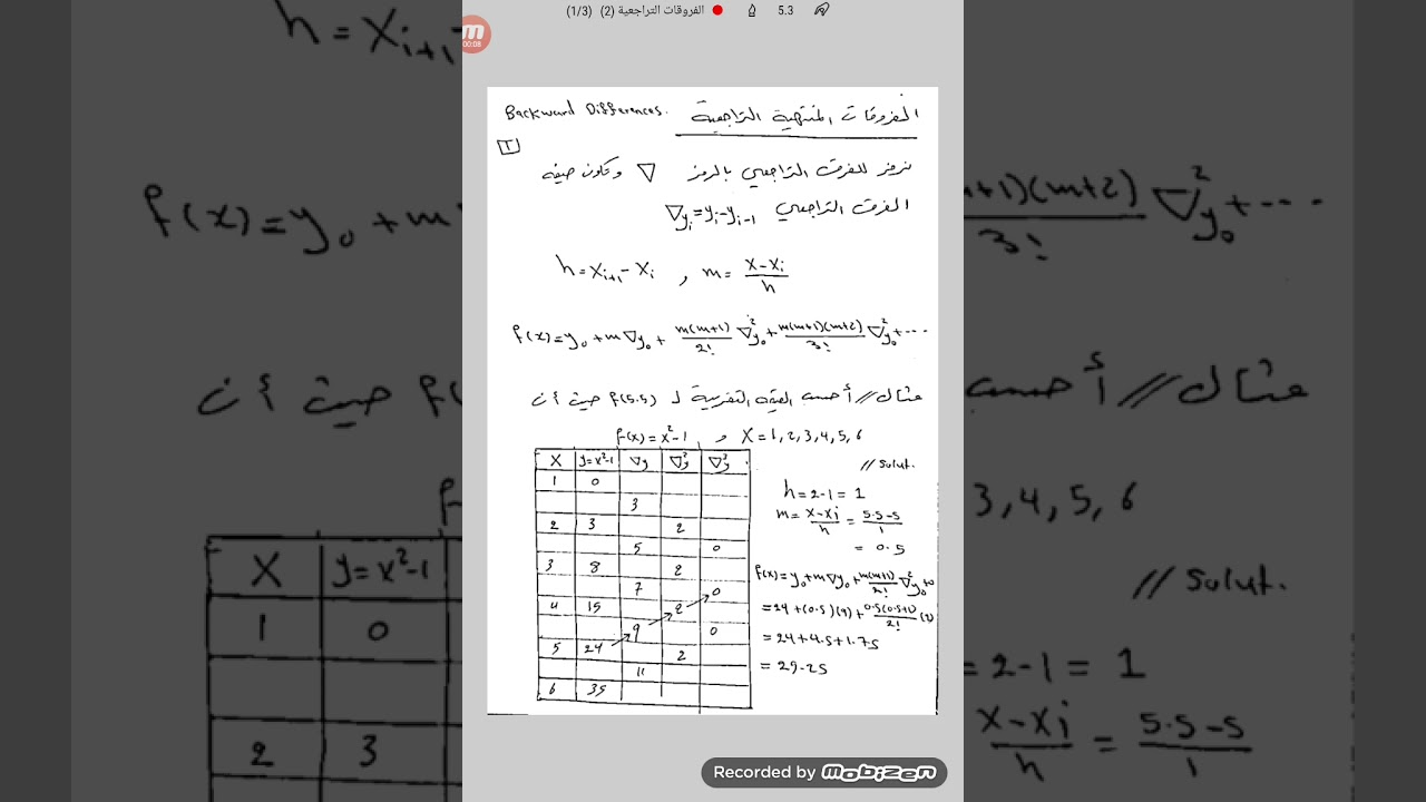 الفروقات المنتهية التراجعية