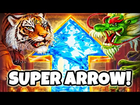 Tiger and Dragon Super Arrow slot - It Just Keeps Going and Going! Double-Up at Ellis Island casino!