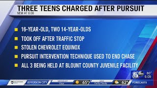 Three teens charged after pursuit