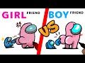 Among Us "POP IT vs Mini Crewmate" Girlfriend vs Boyfriend Among Us Drawing Challenge in 2 minutes