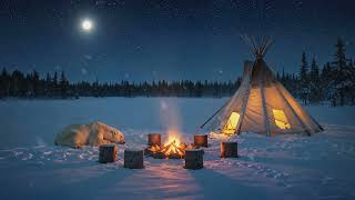Snowy Alaskan Night | Polar Bear by the Fire screenshot 1