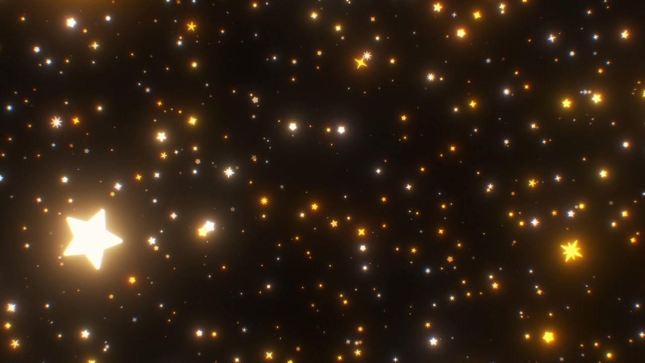 Fly Through Yellow White Glowing Mini Spinning Star Shapes Twinkling 4K Moving Wallpaper Background