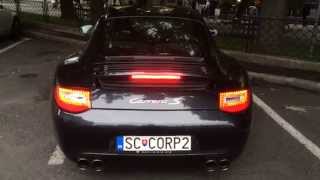 Porsche 911 Carrera S with Akrapovič exhaust system start up + acceleration