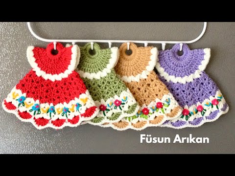 TIĞ İŞİ  ELBİSE TUTAÇ YAPILIŞI / MİNYATÜR ELBİSE (CROCHET POTHOLDER)