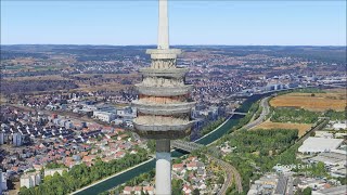 The Fernmeldeturm Nürnberg, the tallest structure in Bavaria, Germany