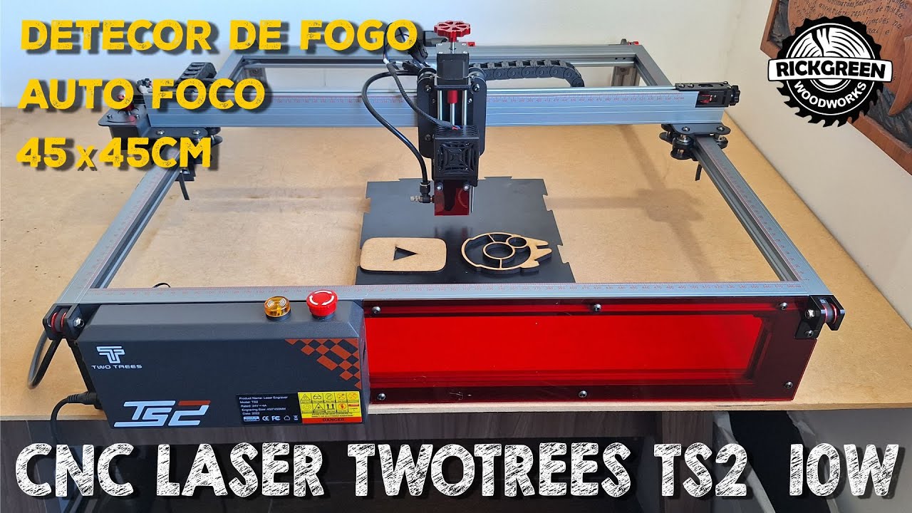 CNC Laser TwoTrees TS-2 10W - Foco Automático e Sistemas de Segurança
