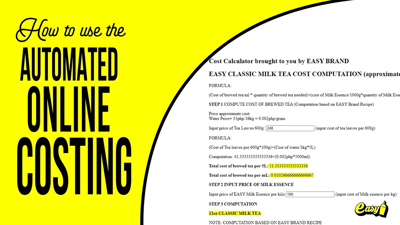 How to use EASY BRAND's Automated Online Cost Calculator YouTube