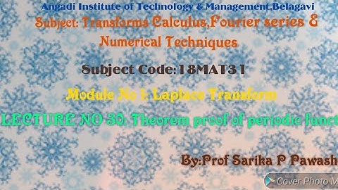 18MAT31:Transform Calculus,Fourier series & Numerical Techniques