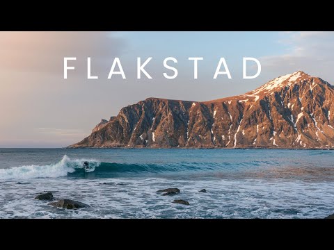 Surfing in the Arctic. Flaskstad, Lofoten.
