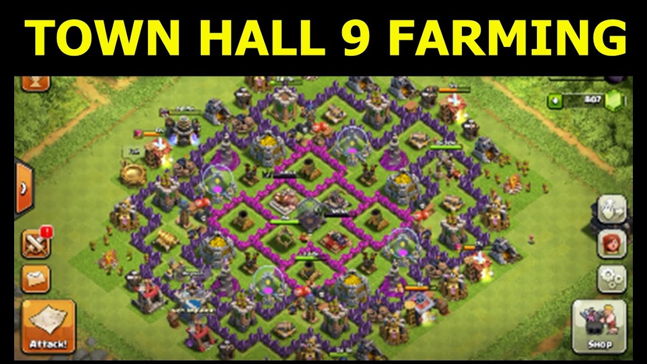 [Clash of Clans] Town Hall Level 9 Farming Base (Noob Squared) - YouTube