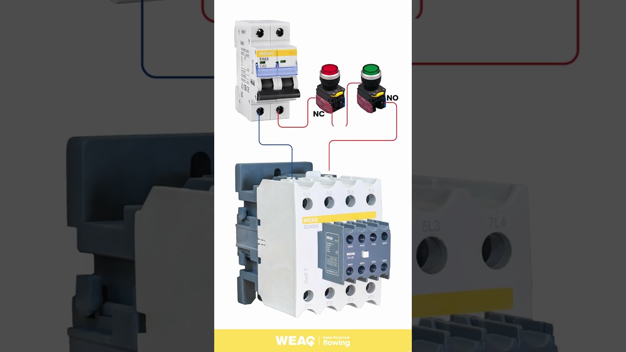 4P Contactor With NO NC Push Buttons Connection And Operation Explained 