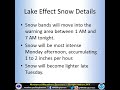 January 17-19th lake effect snow warning